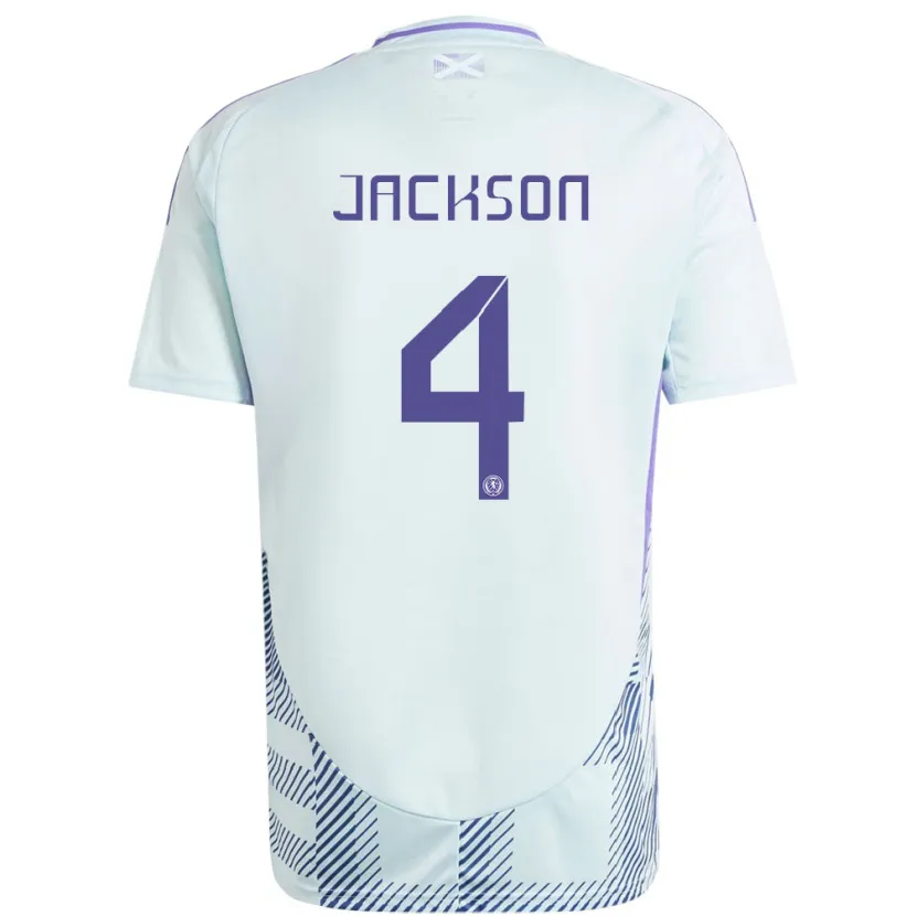 Danxen Børn Skotland Louis Jackson #4 Lys Mynteblå Udebane Spillertrøjer 24-26 Trøje T-Shirt