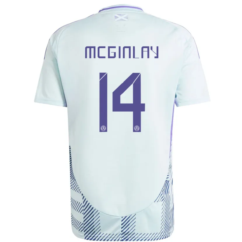 Danxen Børn Skotland Aiden Mcginlay #14 Lys Mynteblå Udebane Spillertrøjer 24-26 Trøje T-Shirt