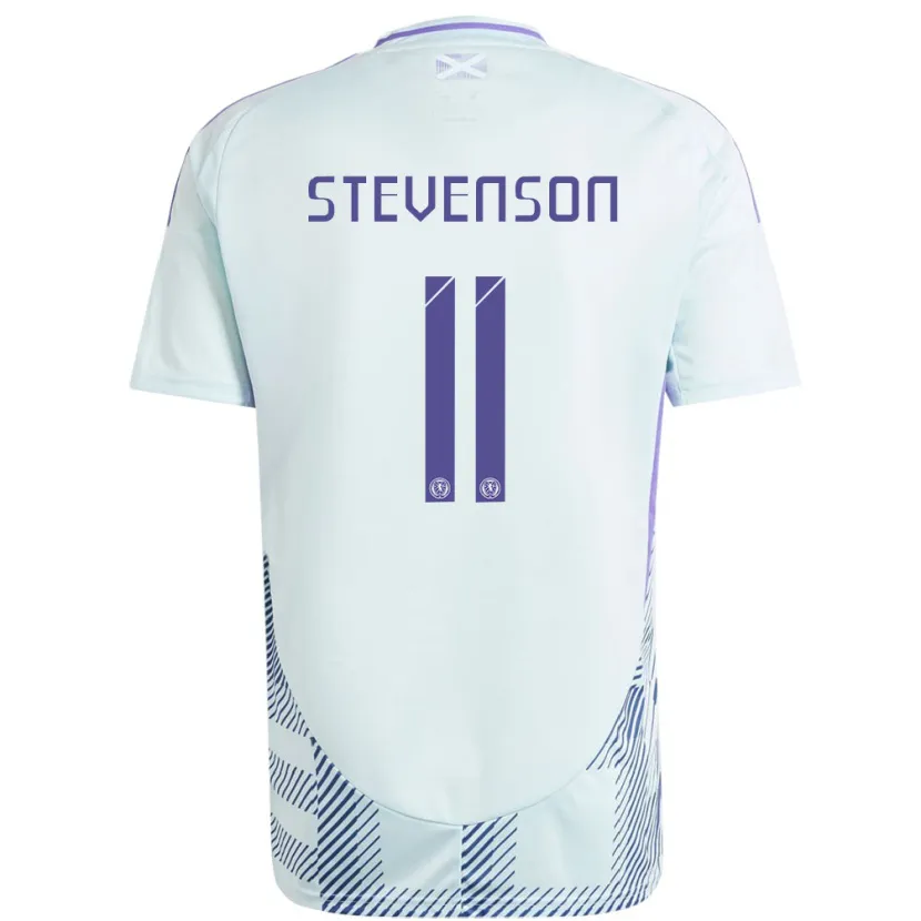 Danxen Børn Skotland Gus Stevenson #11 Lys Mynteblå Udebane Spillertrøjer 24-26 Trøje T-Shirt