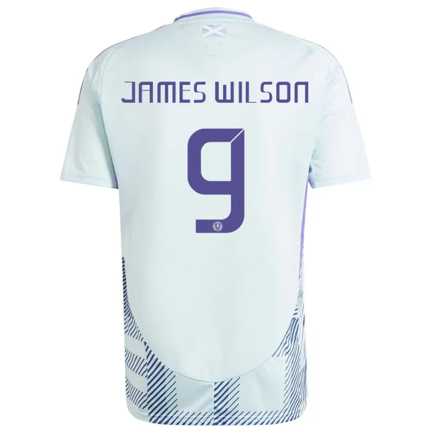 Danxen Børn Skotland James Wilson #9 Lys Mynteblå Udebane Spillertrøjer 24-26 Trøje T-Shirt