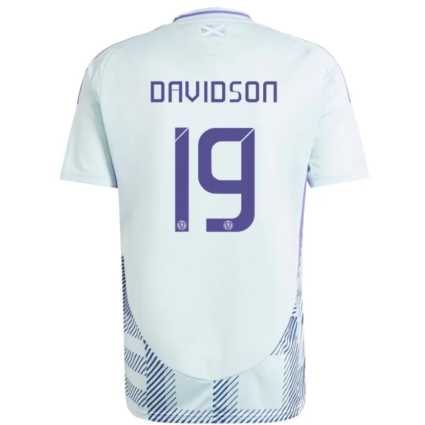 Danxen Børn Skotland Lauren Davidson #19 Lys Mynteblå Udebane Spillertrøjer 24-26 Trøje T-Shirt