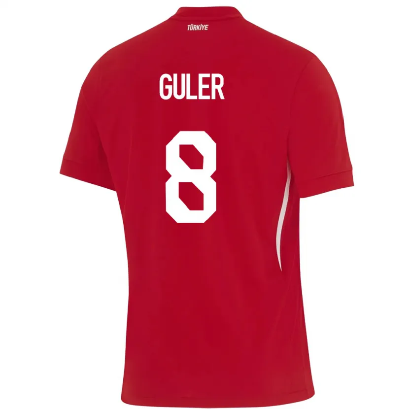 Danxen Børn Tyrkiet Arda Güler #8 Rød Udebane Spillertrøjer 24-26 Trøje T-Shirt