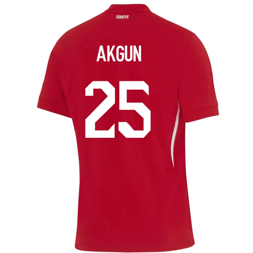 Danxen Børn Tyrkiet Yunus Akgün #25 Rød Udebane Spillertrøjer 24-26 Trøje T-Shirt