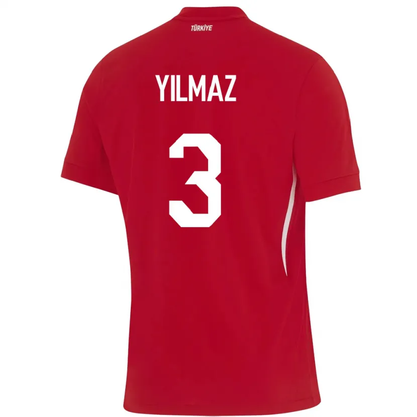 Danxen Børn Tyrkiet Berkay Yılmaz #3 Rød Udebane Spillertrøjer 24-26 Trøje T-Shirt