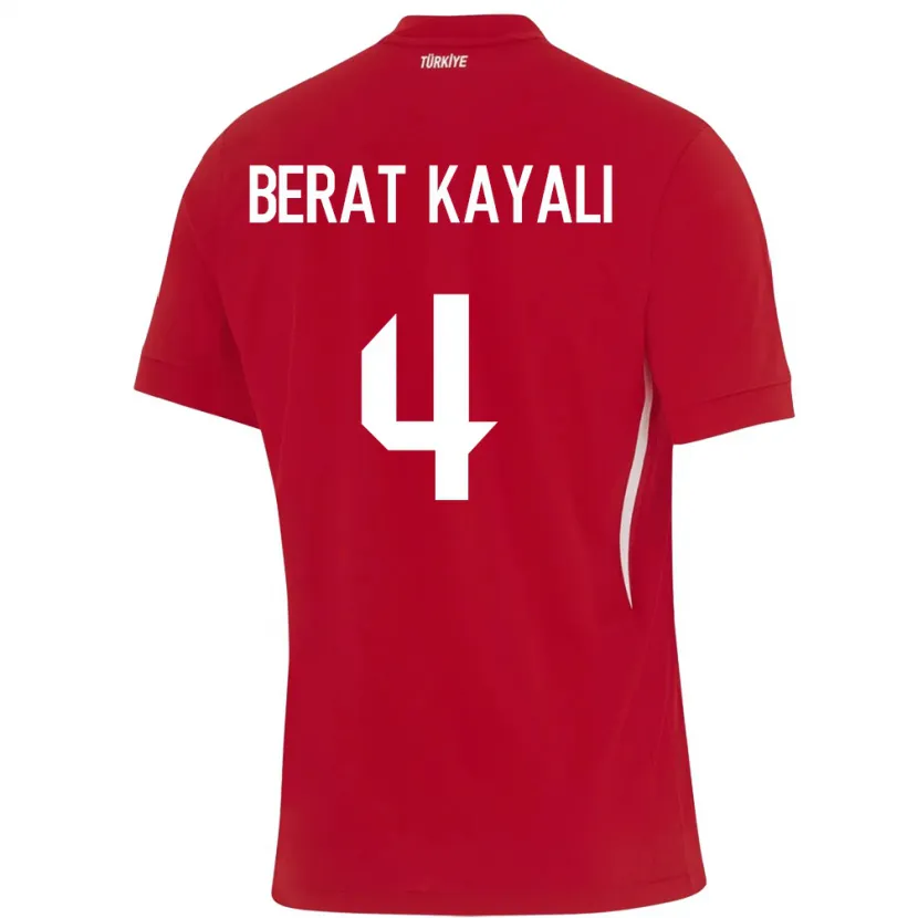 Danxen Børn Tyrkiet Hasan Berat Kayalı #4 Rød Udebane Spillertrøjer 24-26 Trøje T-Shirt