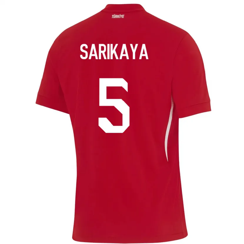 Danxen Børn Tyrkiet Efe Sarıkaya #5 Rød Udebane Spillertrøjer 24-26 Trøje T-Shirt