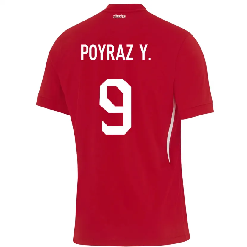 Danxen Børn Tyrkiet Poyraz Yıldırım #9 Rød Udebane Spillertrøjer 24-26 Trøje T-Shirt