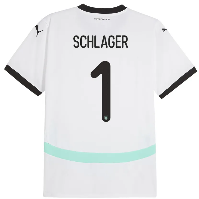 Danxen Børn Østrig Alexander Schlager #1 Hvid Udebane Spillertrøjer 24-26 Trøje T-Shirt