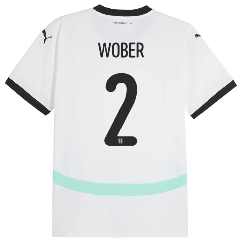 Danxen Børn Østrig Maximilian Wöber #2 Hvid Udebane Spillertrøjer 24-26 Trøje T-Shirt