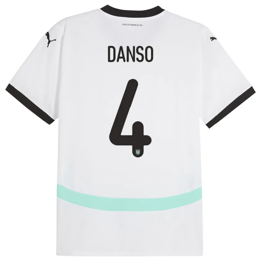 Danxen Børn Østrig Kevin Danso #4 Hvid Udebane Spillertrøjer 24-26 Trøje T-Shirt