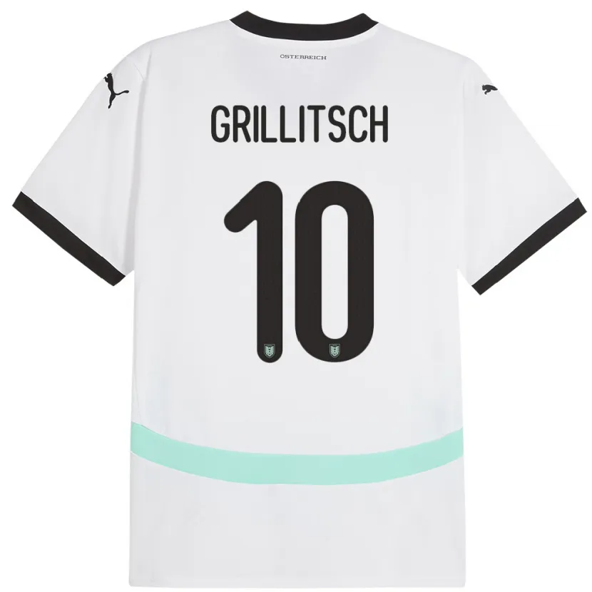 Danxen Børn Østrig Florian Grillitsch #10 Hvid Udebane Spillertrøjer 24-26 Trøje T-Shirt