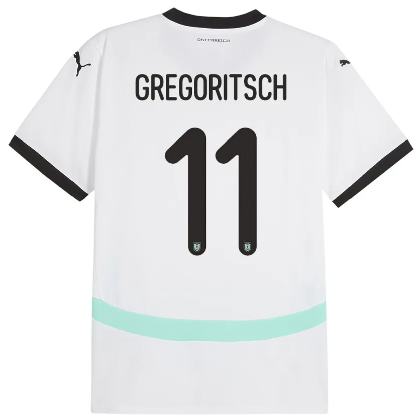 Danxen Børn Østrig Michael Gregoritsch #11 Hvid Udebane Spillertrøjer 24-26 Trøje T-Shirt