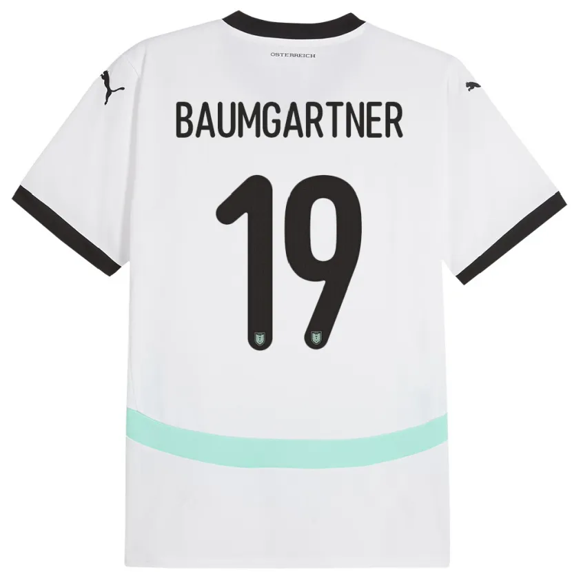 Danxen Børn Østrig Christoph Baumgartner #19 Hvid Udebane Spillertrøjer 24-26 Trøje T-Shirt