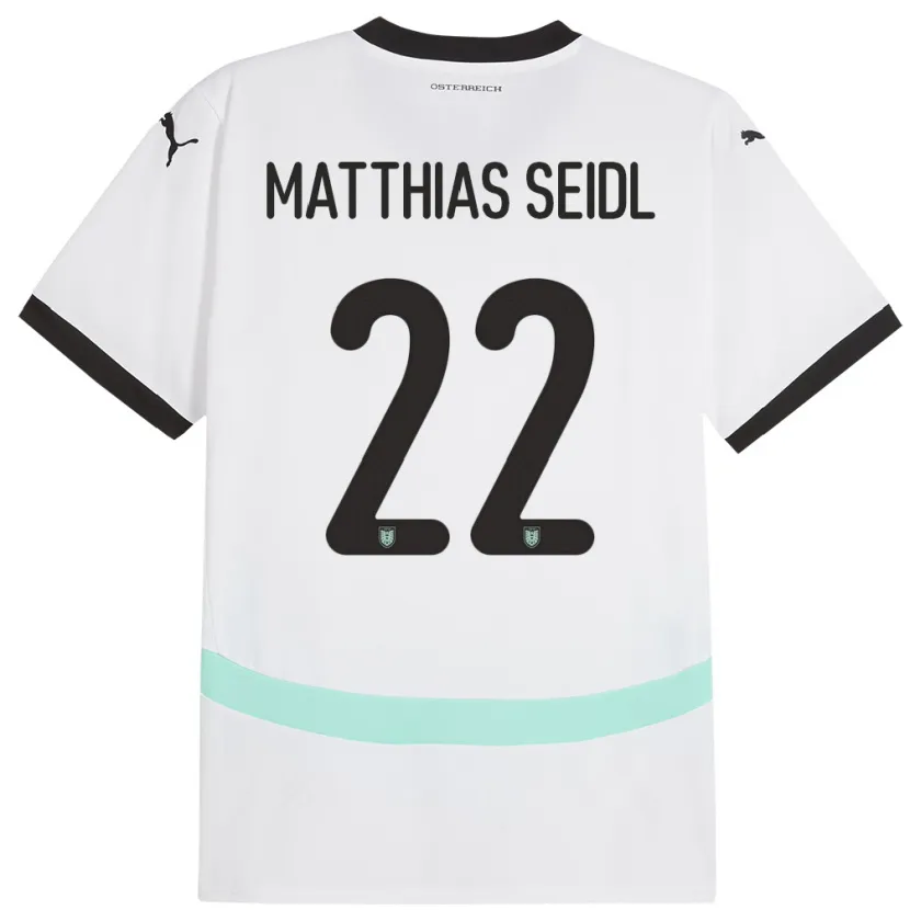 Danxen Børn Østrig Matthias Seidl #22 Hvid Udebane Spillertrøjer 24-26 Trøje T-Shirt