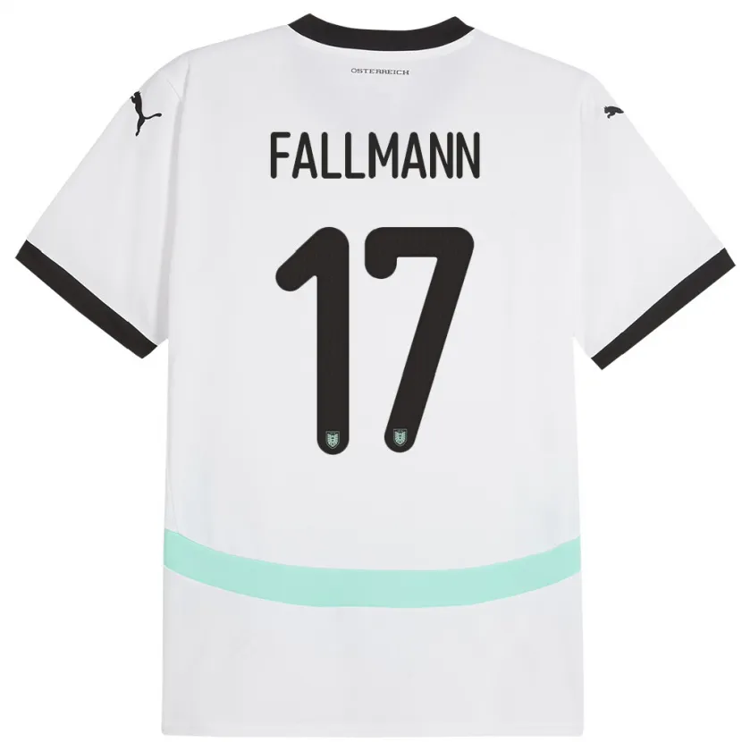 Danxen Børn Østrig Pascal Fallmann #17 Hvid Udebane Spillertrøjer 24-26 Trøje T-Shirt