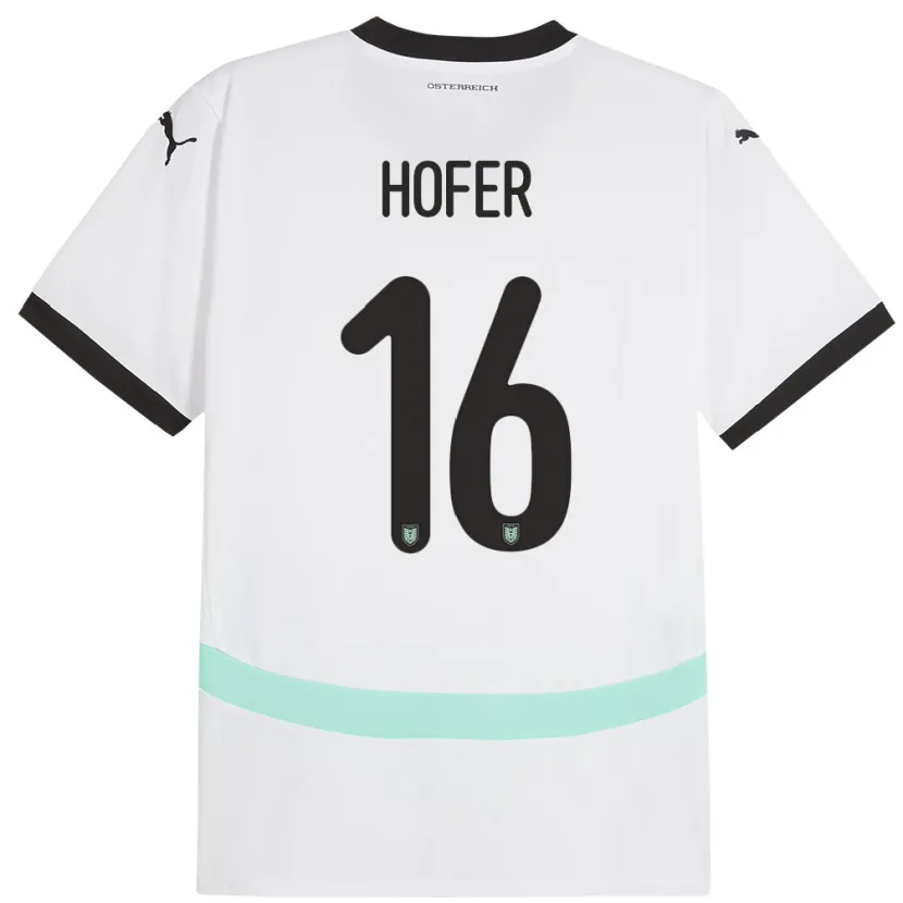 Danxen Børn Østrig Raphael Hofer #16 Hvid Udebane Spillertrøjer 24-26 Trøje T-Shirt