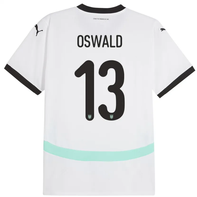 Danxen Børn Østrig Moritz Oswald #13 Hvid Udebane Spillertrøjer 24-26 Trøje T-Shirt