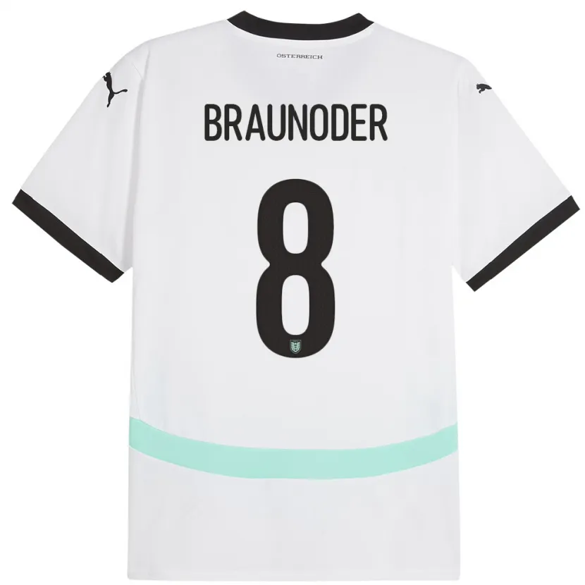 Danxen Børn Østrig Matthias Braunöder #8 Hvid Udebane Spillertrøjer 24-26 Trøje T-Shirt