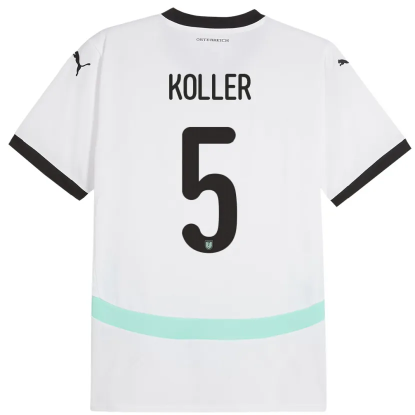 Danxen Børn Østrig Paul Koller #5 Hvid Udebane Spillertrøjer 24-26 Trøje T-Shirt