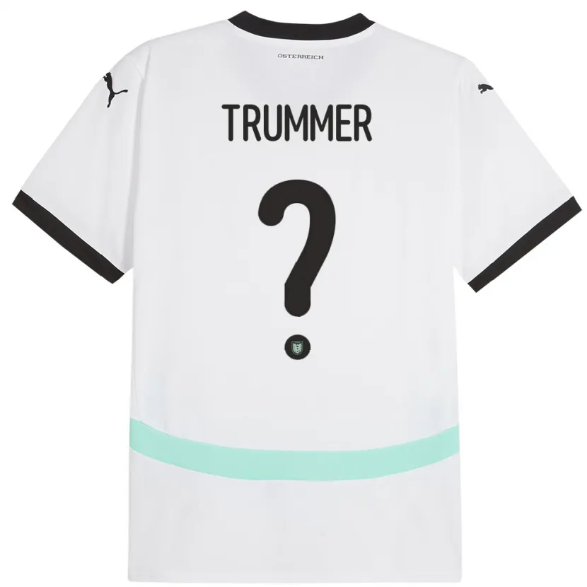 Danxen Børn Østrig Tim Trummer #0 Hvid Udebane Spillertrøjer 24-26 Trøje T-Shirt