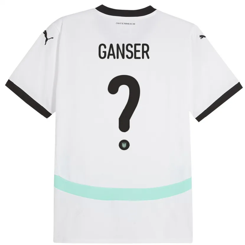 Danxen Børn Østrig Emil Ganser #0 Hvid Udebane Spillertrøjer 24-26 Trøje T-Shirt