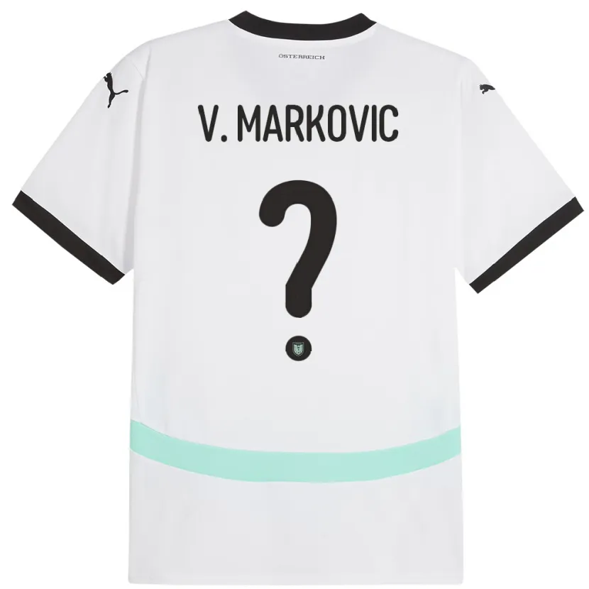 Danxen Børn Østrig Vasilije Markovic #0 Hvid Udebane Spillertrøjer 24-26 Trøje T-Shirt