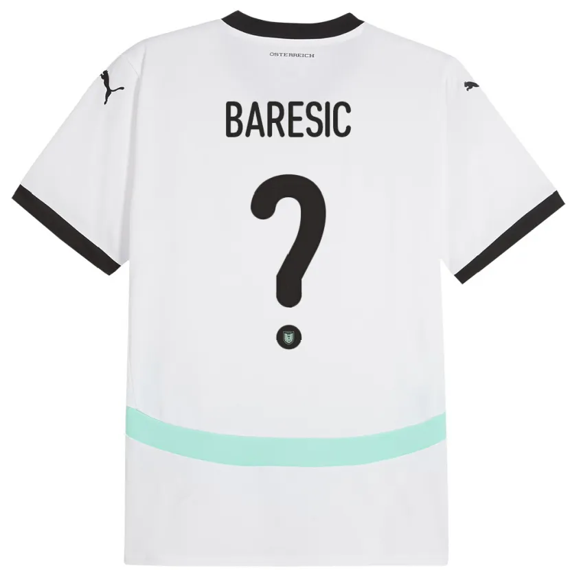 Danxen Børn Østrig Leon Baresic #0 Hvid Udebane Spillertrøjer 24-26 Trøje T-Shirt