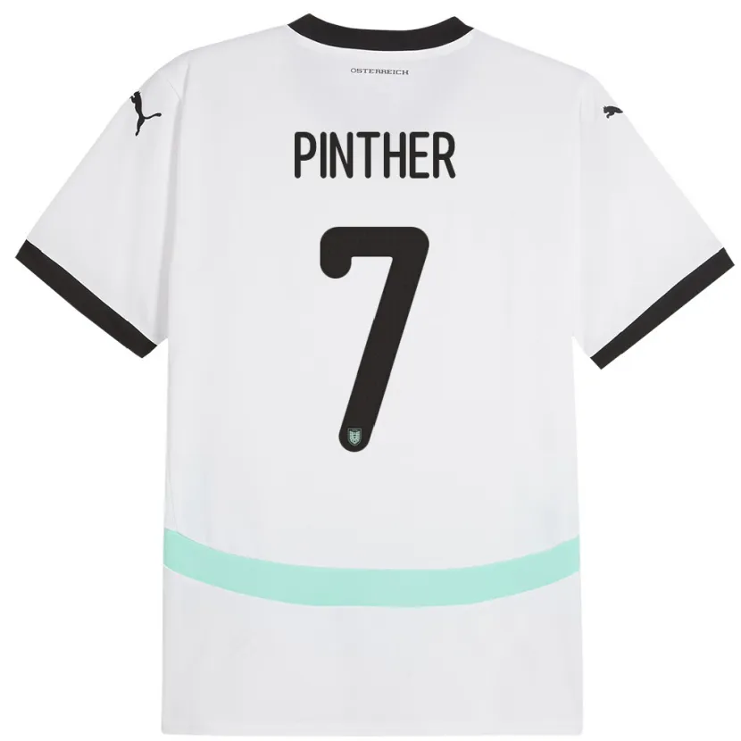 Danxen Børn Østrig Viktoria Pinther #7 Hvid Udebane Spillertrøjer 24-26 Trøje T-Shirt