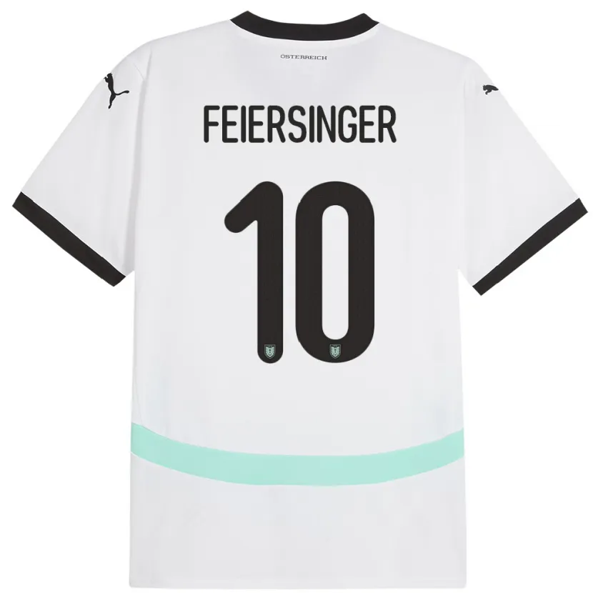 Danxen Børn Østrig Laura Feiersinger #10 Hvid Udebane Spillertrøjer 24-26 Trøje T-Shirt