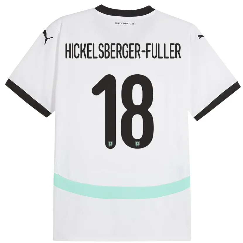 Danxen Børn Østrig Julia Hickelsberger-Füller #18 Hvid Udebane Spillertrøjer 24-26 Trøje T-Shirt