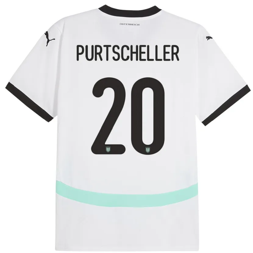 Danxen Børn Østrig Lilli Purtscheller #20 Hvid Udebane Spillertrøjer 24-26 Trøje T-Shirt