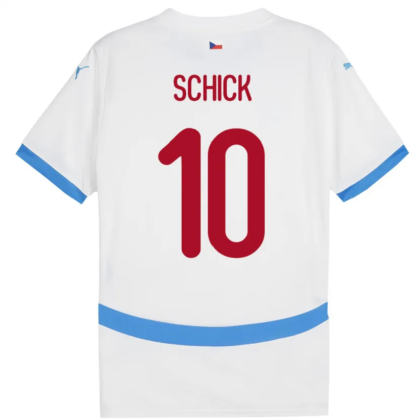 Danxen Børn Tjekkiet Patrik Schick #10 Hvid Udebane Spillertrøjer 24-26 Trøje T-Shirt