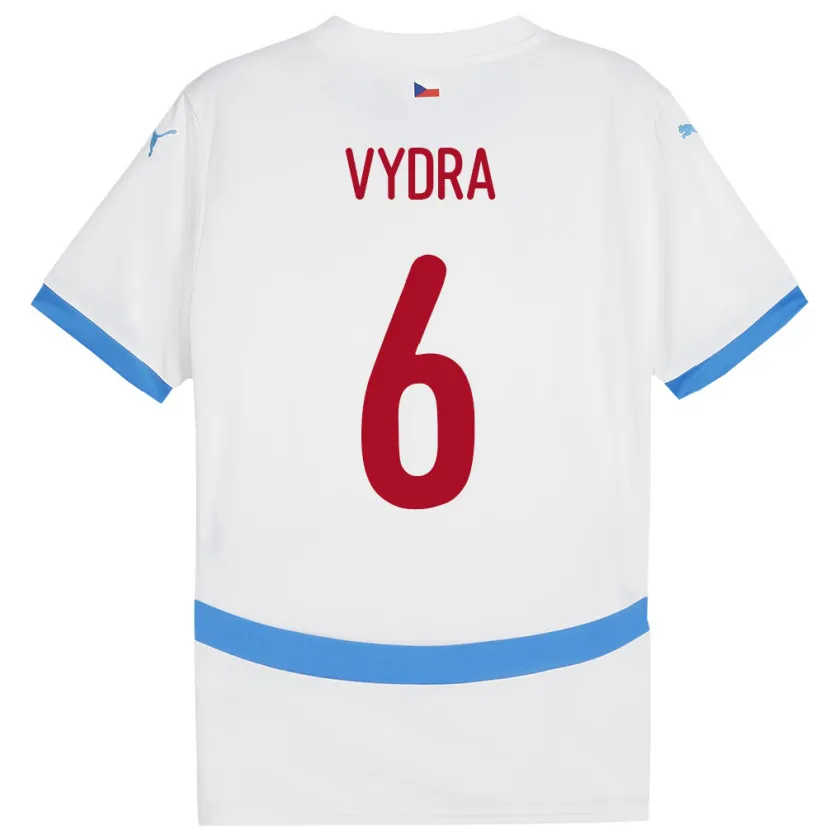 Danxen Børn Tjekkiet Patrik Vydra #6 Hvid Udebane Spillertrøjer 24-26 Trøje T-Shirt