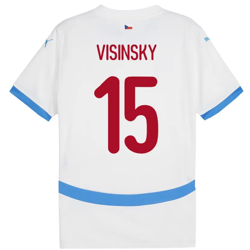 Danxen Børn Tjekkiet Denis Visinsky #15 Hvid Udebane Spillertrøjer 24-26 Trøje T-Shirt