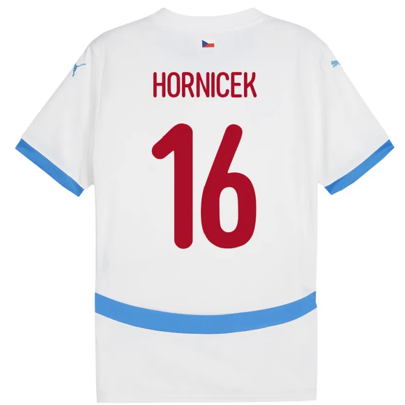 Danxen Børn Tjekkiet Lukas Hornicek #16 Hvid Udebane Spillertrøjer 24-26 Trøje T-Shirt