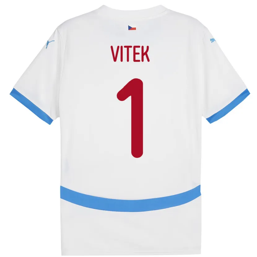 Danxen Børn Tjekkiet Radek Vitek #1 Hvid Udebane Spillertrøjer 24-26 Trøje T-Shirt