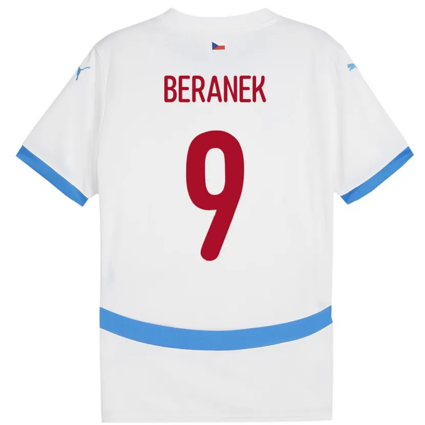 Danxen Børn Tjekkiet Marek Beranek #9 Hvid Udebane Spillertrøjer 24-26 Trøje T-Shirt