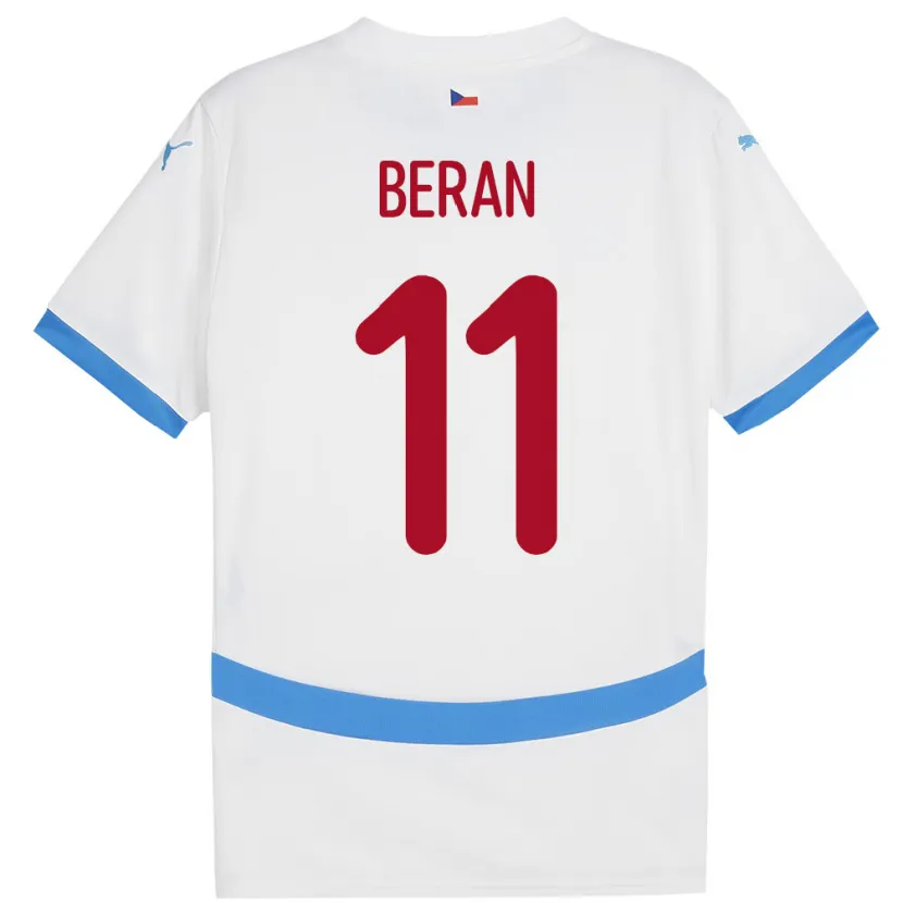 Danxen Børn Tjekkiet Stepan Beran #11 Hvid Udebane Spillertrøjer 24-26 Trøje T-Shirt