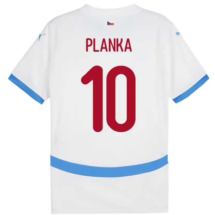 Danxen Børn Tjekkiet David Planka #10 Hvid Udebane Spillertrøjer 24-26 Trøje T-Shirt