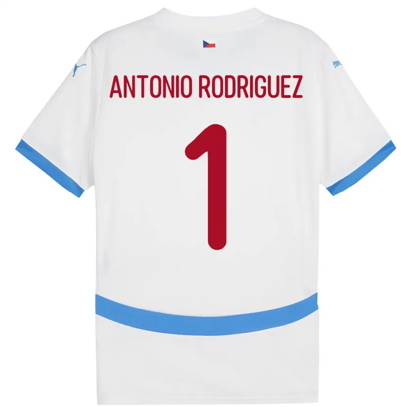 Danxen Børn Tjekkiet Pedro Antonio Rodriguez #1 Hvid Udebane Spillertrøjer 24-26 Trøje T-Shirt