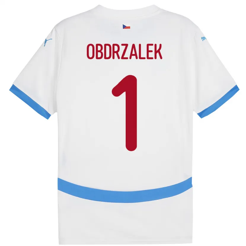 Danxen Børn Tjekkiet Marek Obdrzalek #1 Hvid Udebane Spillertrøjer 24-26 Trøje T-Shirt