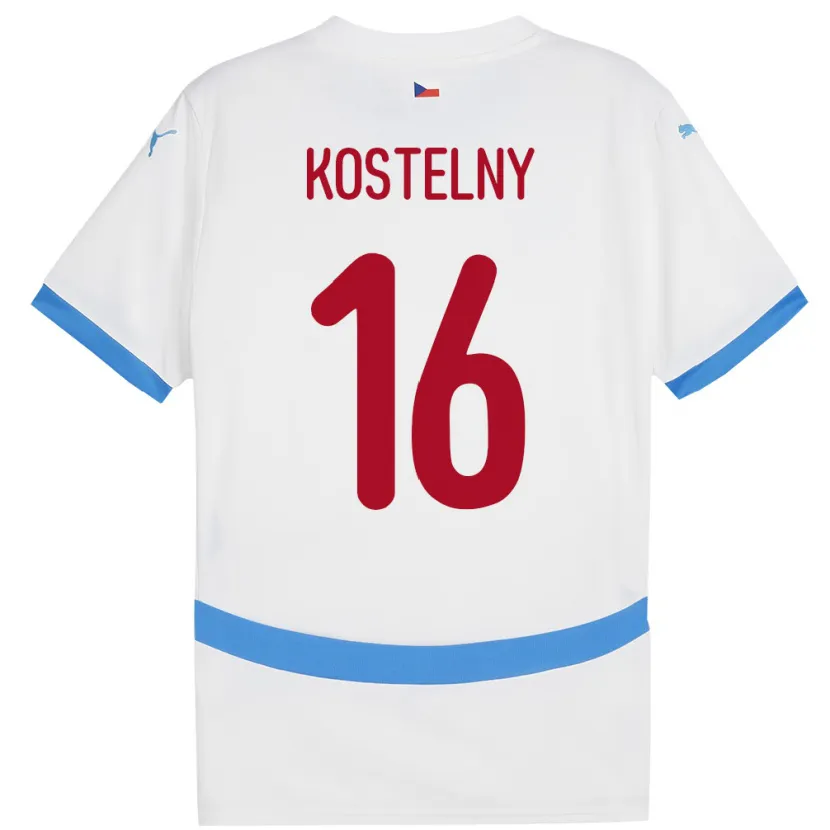 Danxen Børn Tjekkiet Krystof Kostelny #16 Hvid Udebane Spillertrøjer 24-26 Trøje T-Shirt