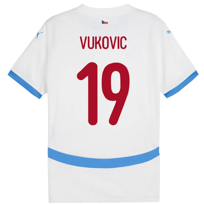 Danxen Børn Tjekkiet Kristian Vukovic #19 Hvid Udebane Spillertrøjer 24-26 Trøje T-Shirt