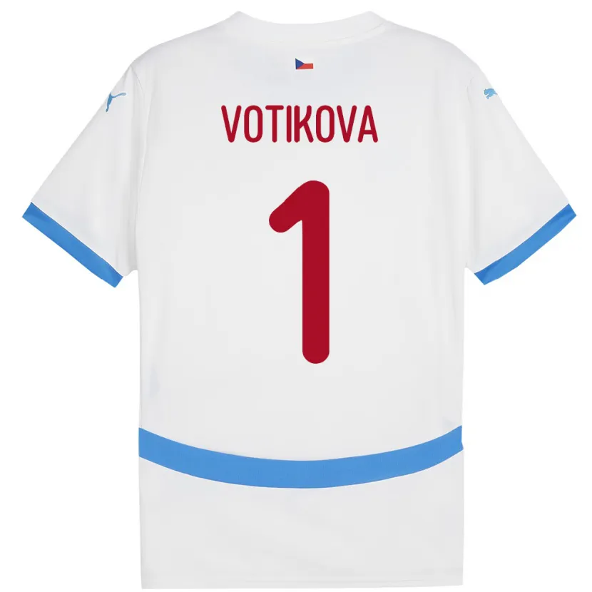 Danxen Børn Tjekkiet Barbora Votíková #1 Hvid Udebane Spillertrøjer 24-26 Trøje T-Shirt