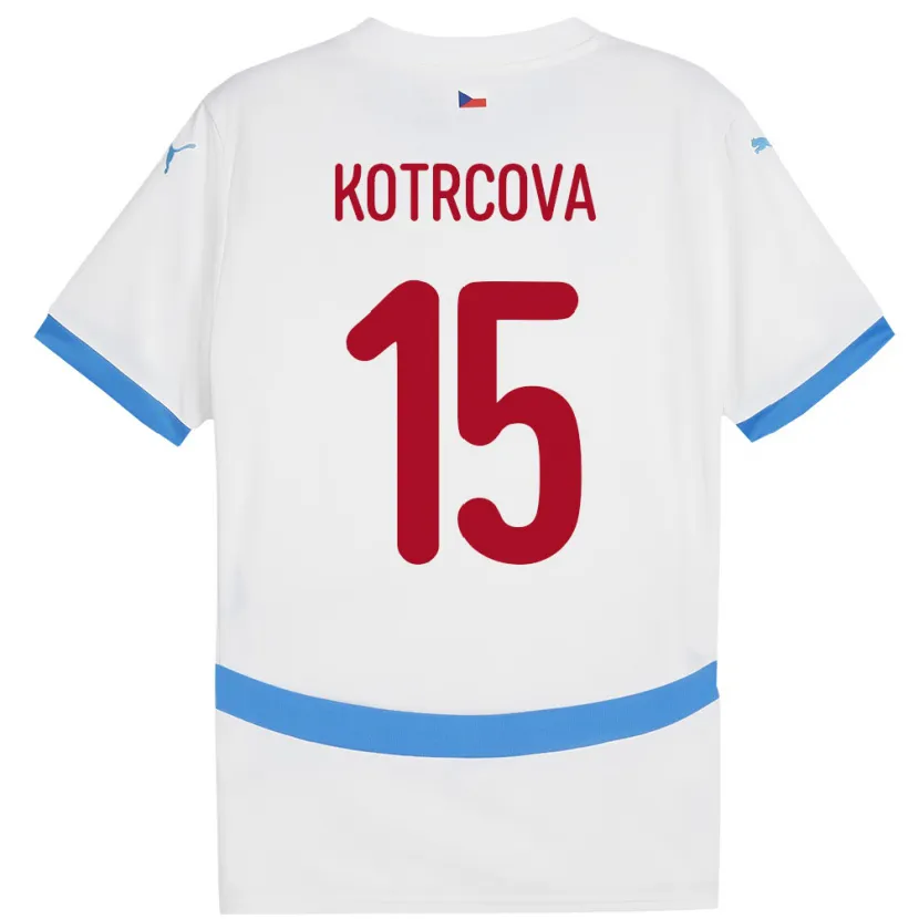 Danxen Børn Tjekkiet Kateřina Kotrčová #15 Hvid Udebane Spillertrøjer 24-26 Trøje T-Shirt