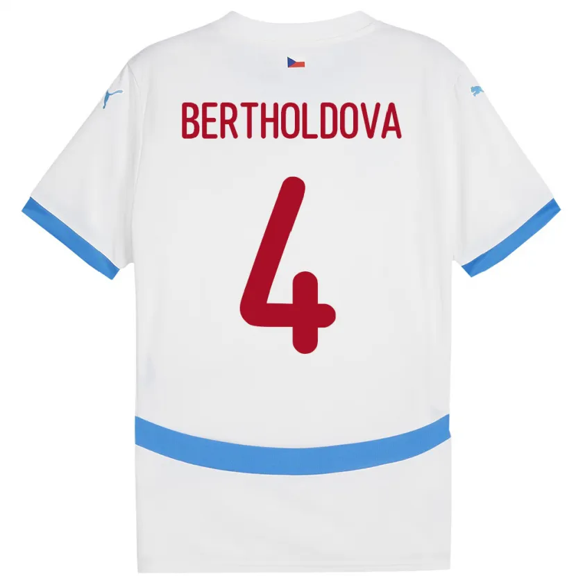 Danxen Børn Tjekkiet Petra Bertholdová #4 Hvid Udebane Spillertrøjer 24-26 Trøje T-Shirt