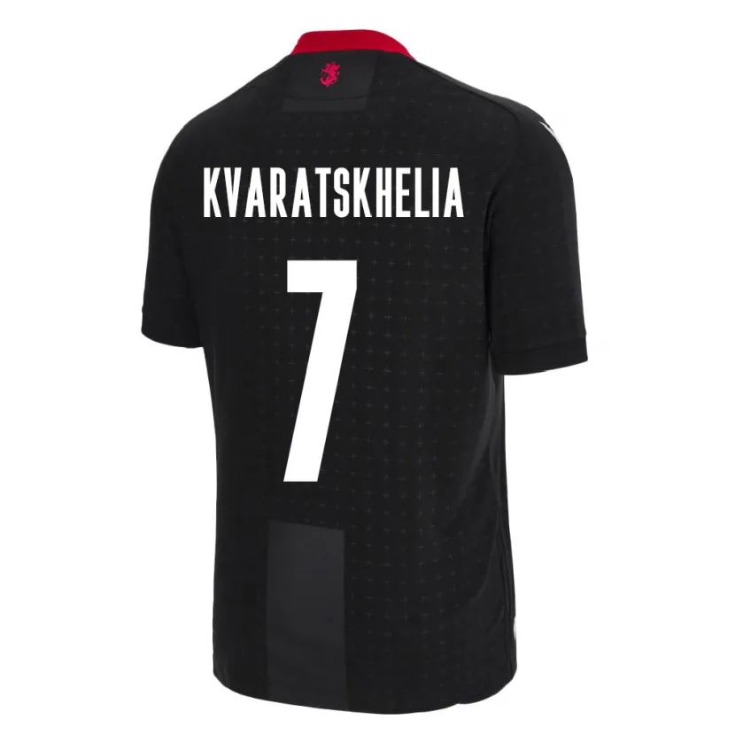 Danxen Børn Georgia Khvicha Kvaratskhelia #7 Sort Udebane Spillertrøjer 24-26 Trøje T-Shirt