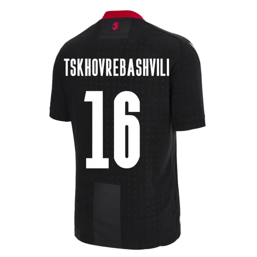 Danxen Børn Georgia Nikoloz Tskhovrebashvili #16 Sort Udebane Spillertrøjer 24-26 Trøje T-Shirt