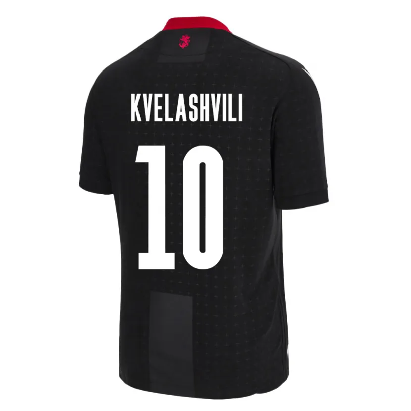 Danxen Børn Georgia Nikoloz Kvelashvili #10 Sort Udebane Spillertrøjer 24-26 Trøje T-Shirt