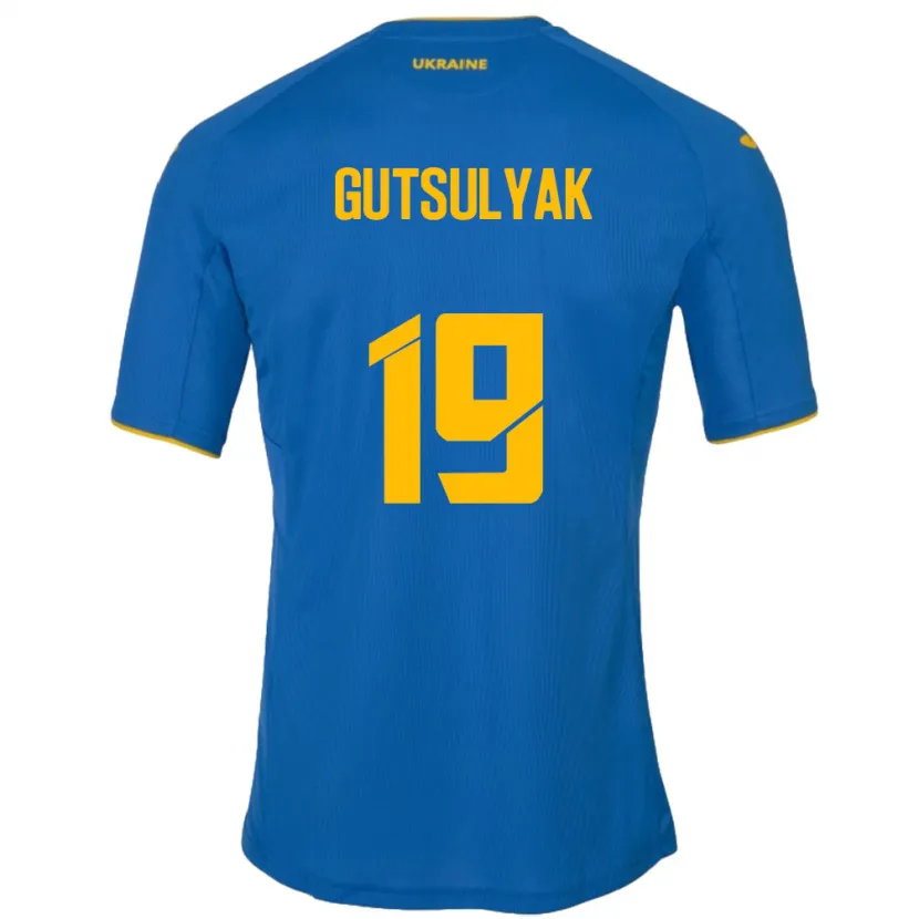 Danxen Børn Ukraine Oleksiy Gutsulyak #19 Blå Udebane Spillertrøjer 24-26 Trøje T-Shirt